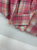 New Women’s Cumberland Pink Plaid Long Sleeve Pearl Snap Large GG-75
