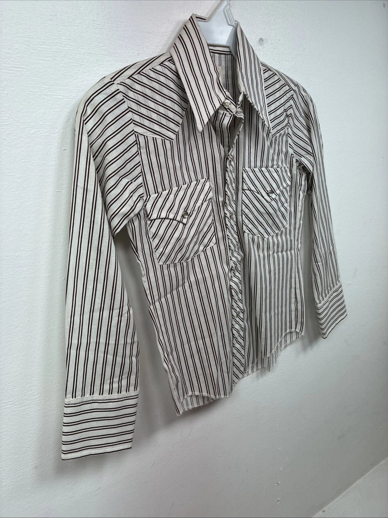 New Kids Kangaroo Brown Stripe long Sleeve Pearl Snap Size 8 DD-136