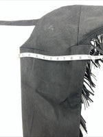 New Black Tough 1 Show Chaps With Fringe Adjustable Waist 43” Small N-42