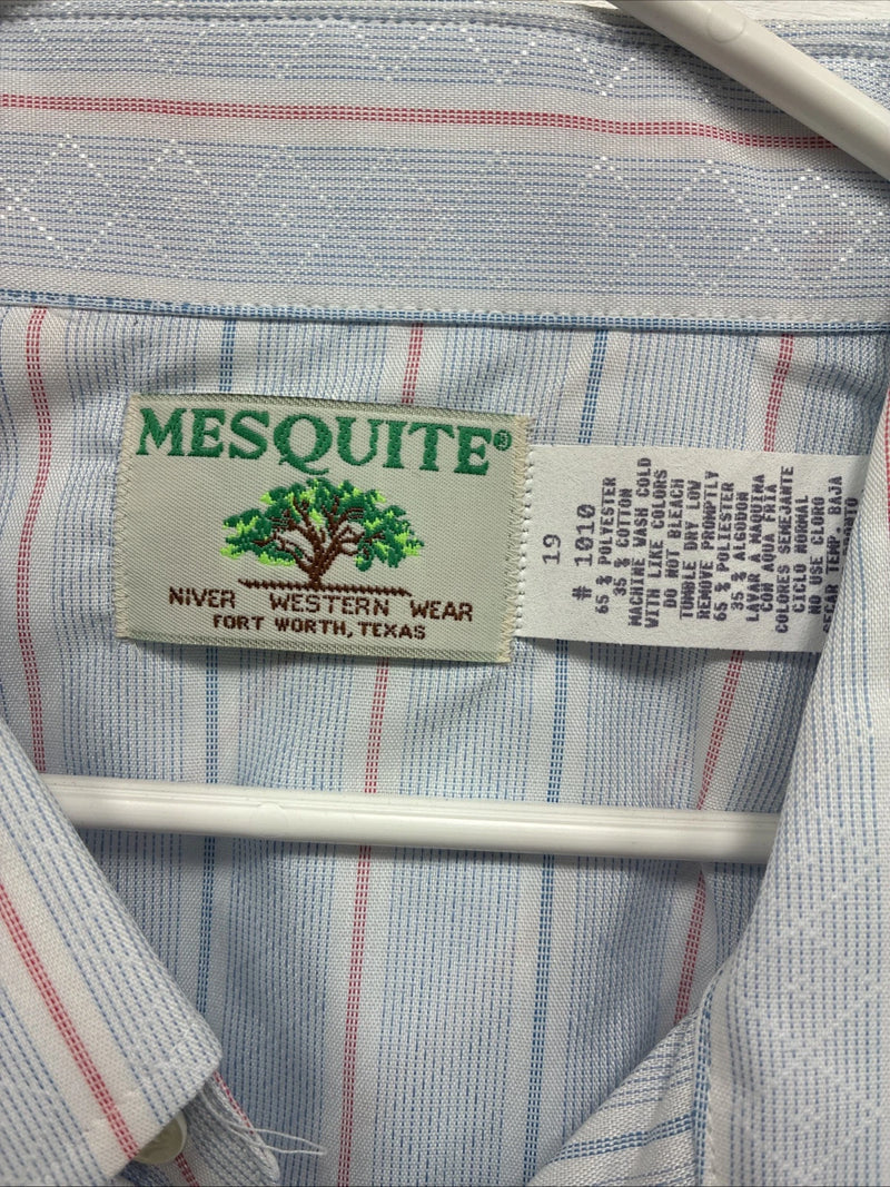 New Men’s Mesquite Blue Stripe Short Sleeve Pearl Snap 3XL E-102