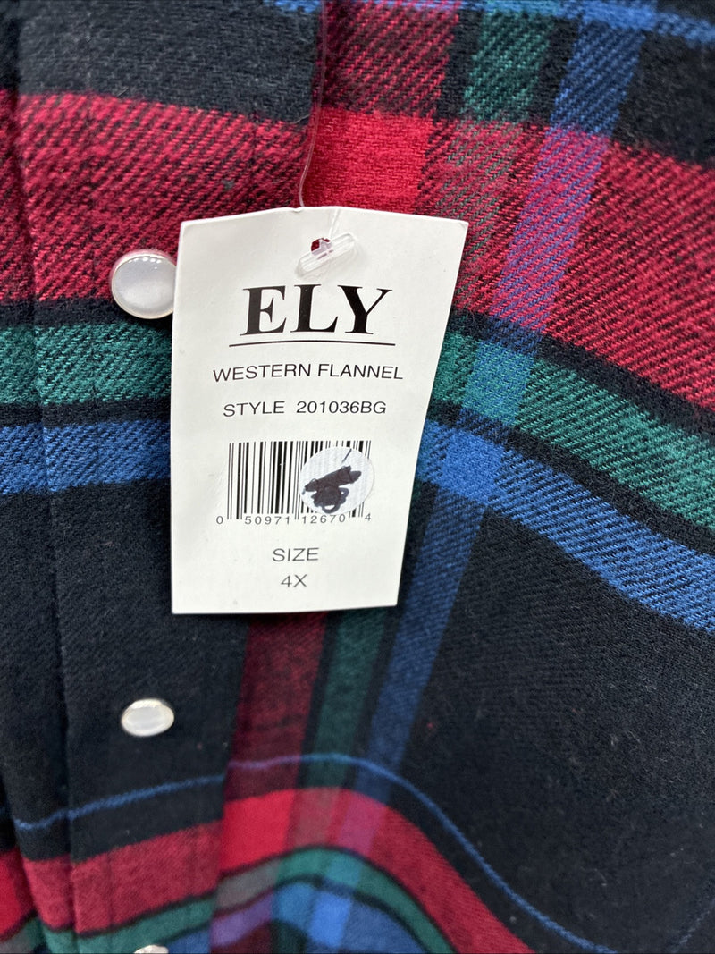 New Men’s ELY Cattleman Multiple Color Flannel Long Sleeve Pearl Snap 4XL E-86