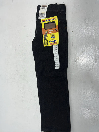New Boys Black Wrangler Pro Rodeo Cowboy Cut Jeans. 24 Waist 8 Reg B-18