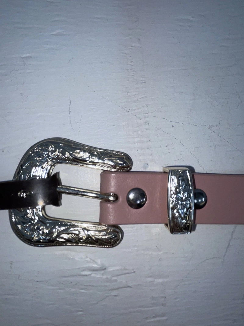 New Pink Genuine Leather Nocona Silver Bling 34” Belt #4420430 JJ-33