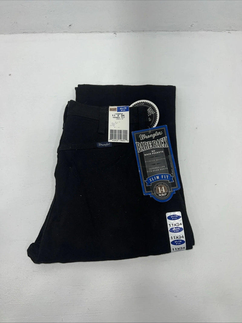 New Women’s Black Bareback Slim Fit Wrangler Denim Jeans. 11x34 I-3