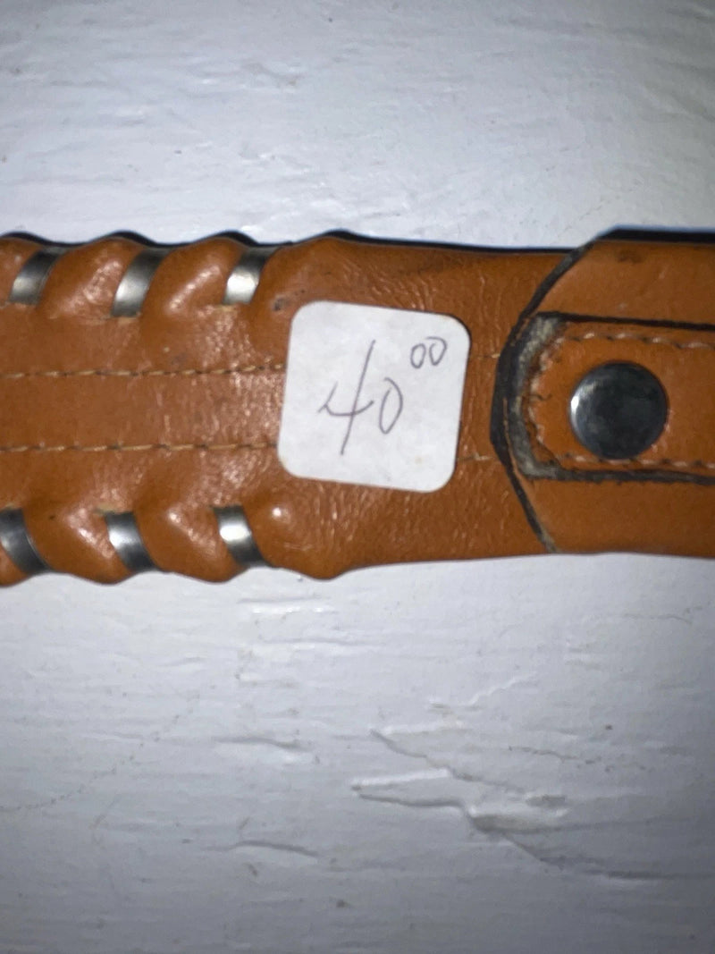 New Brown Genuine Leather Circle Y Weaved 28” Belt #8398 JJ-124