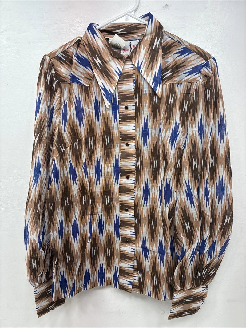 New Women’s Tem Tex Multicolor Long Sleeve Pearl Snap Size 38 KK-102