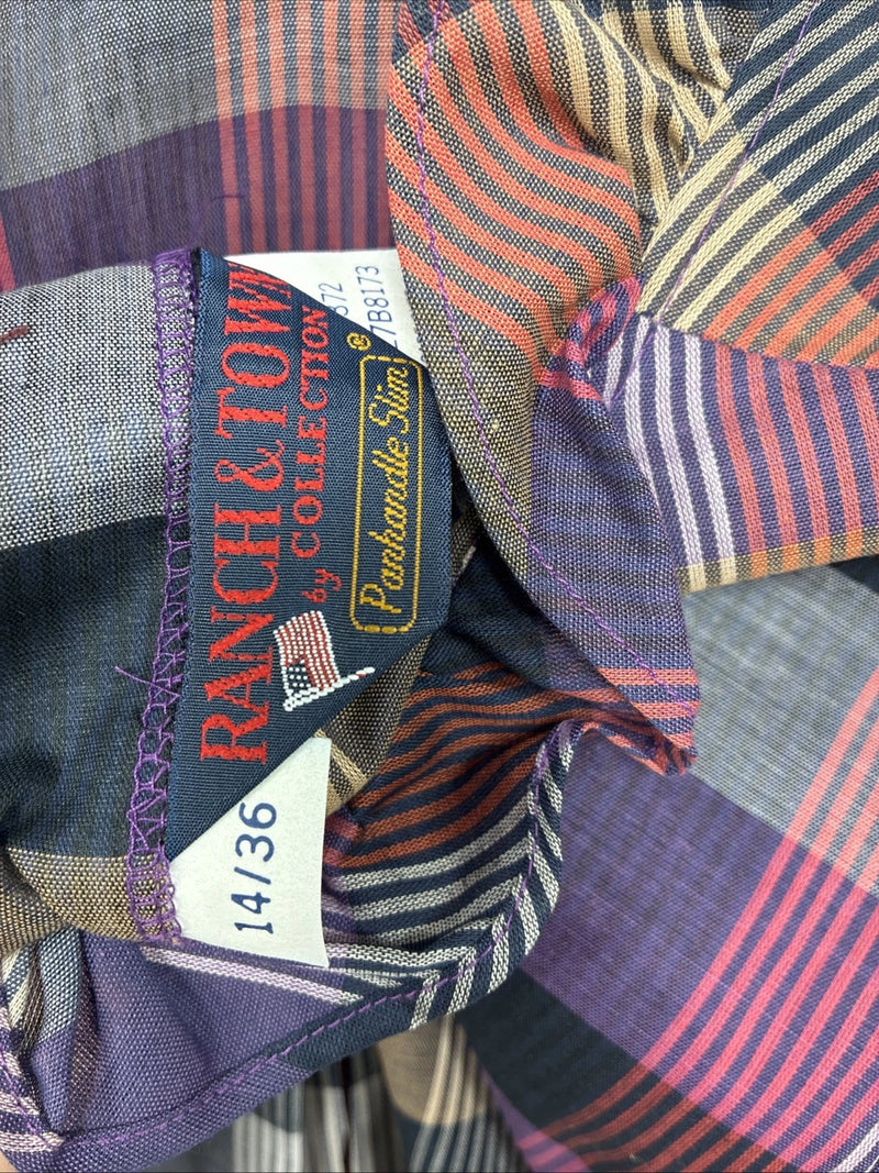 New Women’s Ranch & Town Plaid Long Sleeve Button Up Size 36 MM-128