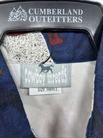 New Men’s Cowboy Threads Blue White Design Long Sleeve Button Up Small DD-101