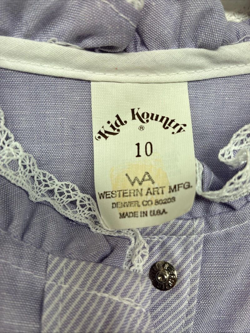 New Kids Kid Kountry Purple Designed Long Sleeve Pearl Snap Size 10 YY-57