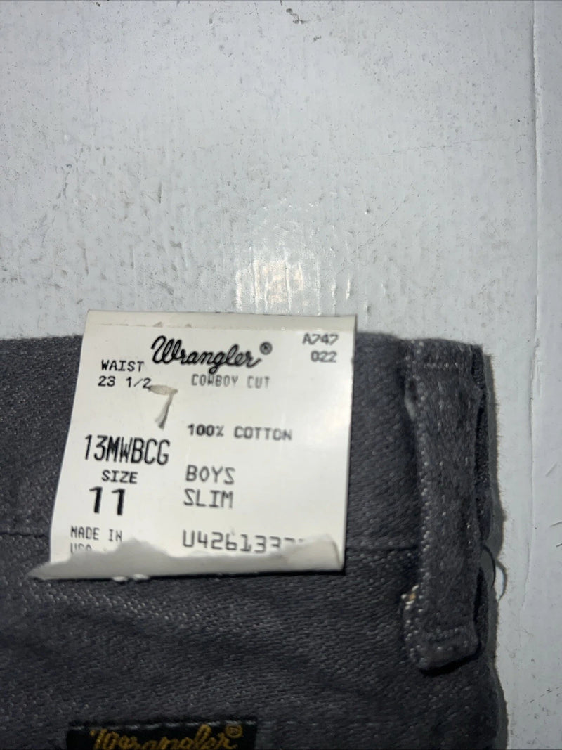 New Boys Grey Wrangler Pro Rodeo Cowboy Cut Denim Jeans. 11/23 1/2 B-37