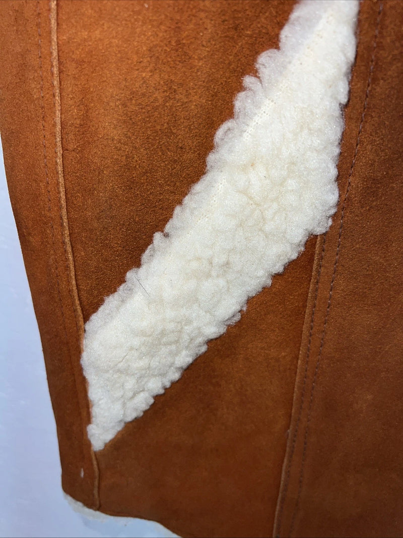 New Women’s Steerbrand Orange Leather Wool Vest XL Q-601
