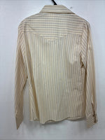 New Women’s H Bar C Yellow Stripe Long Sleeve Pearl Snap Size 36 TT-122