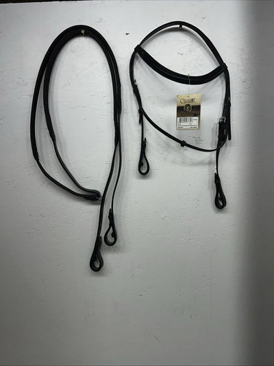 New Camelot Black Event English Full Headstall With Grip Reins #140800 BB-7