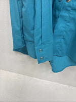 New Women’s Country Charmers Teal Long Sleeve Pearl Snap Large GG-1