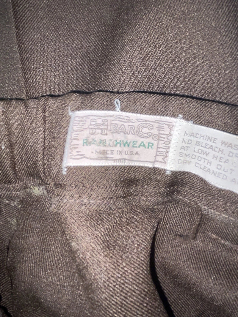 New Vintage Brown H Bar C Polyester Pants #MR477 SS-42