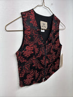 New Women’s 1849 RanchWear Red Designed Sleeveless Zip Up Vest Small YY-55