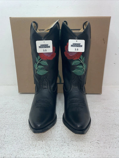 New Youth Black Smoky Mountain Cowboy Boots. 3688 Y 3.5 3 1/2. 22-34
