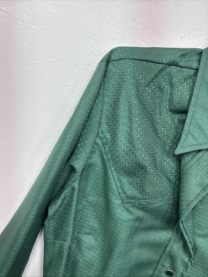 New Women’s Panhandle Slim Green Long Sleeve Pearl Snap Size 30 LL-58