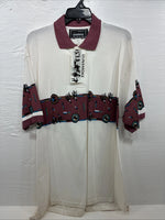 New Men’s GunSmoke White Pink Western Design Short Sleeve Polo XL R-77