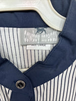 Be Women’s Cowboy Threads Blue White Long Sleeve Button Up Large LL-40