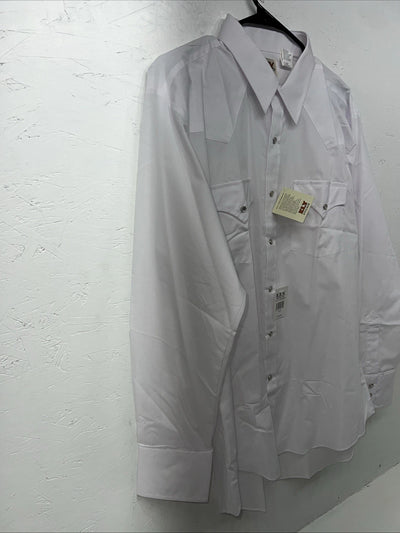 New Men’s White ELY Cattleman Long Sleeve Pearl Snap Shirt. 17x35 XL S-2