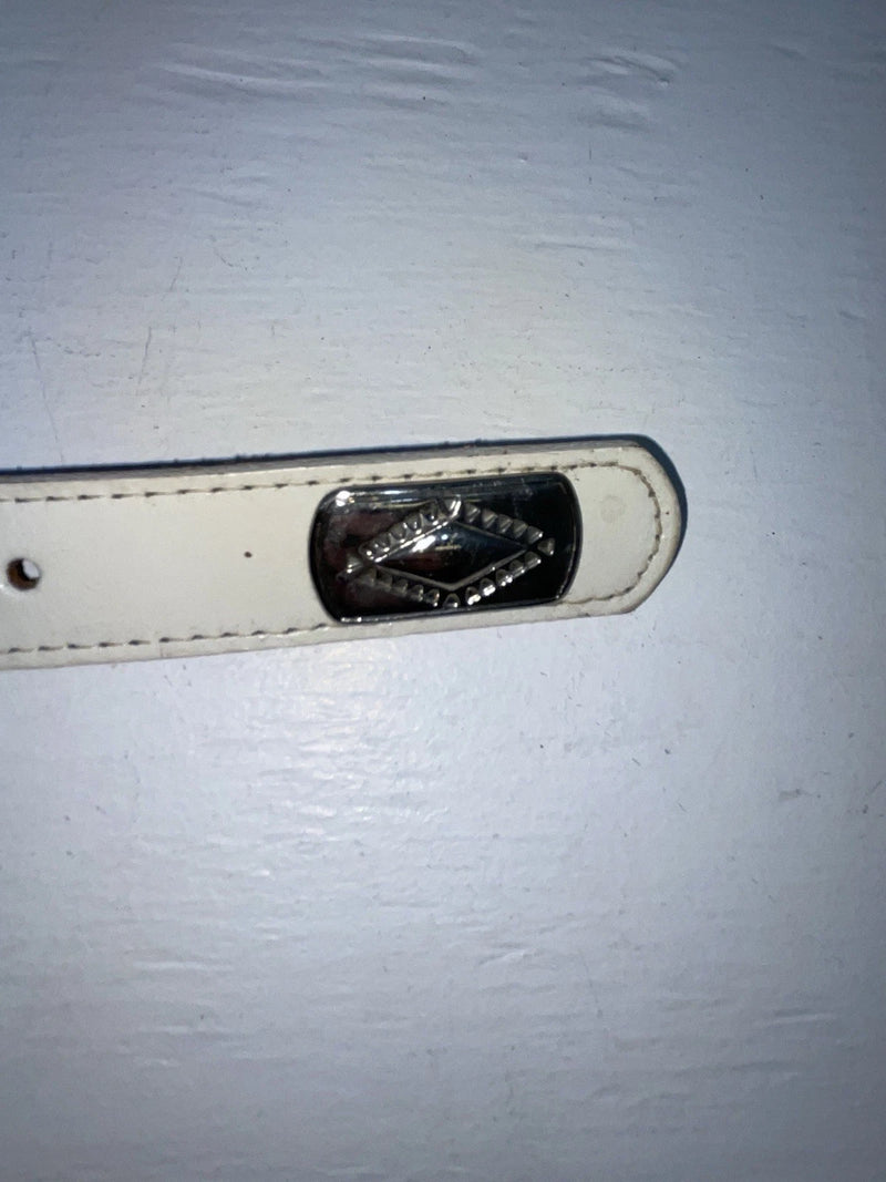 New White Genuine Leather Wrangler Silver Pendent 28” Belt #4641 JJ-38