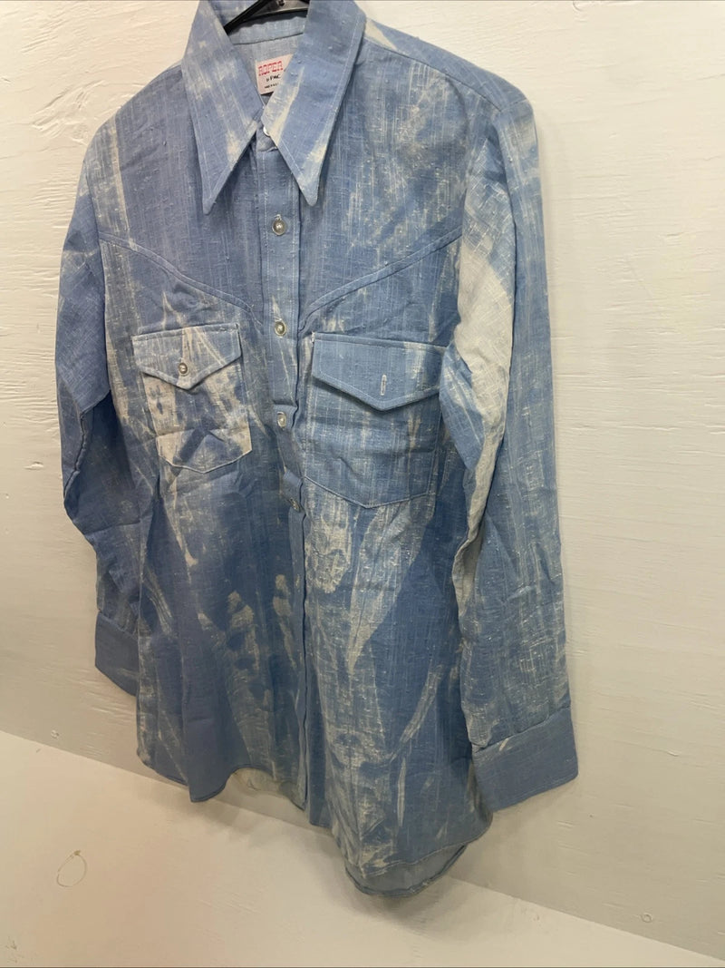 New Men’s ROPER Blue Long Sleeve Button Up 15.5 Medium B-87