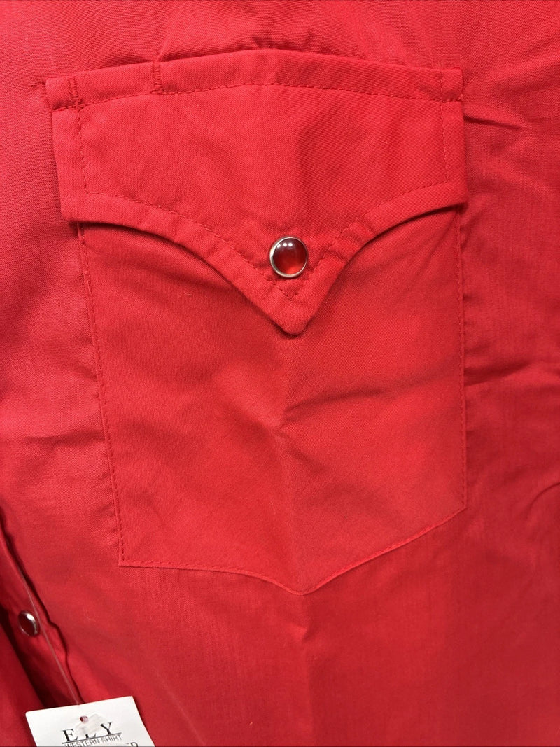 New Men’s ELY Cattleman Red Short Sleeve Pearl Snap 16 Large CC-13