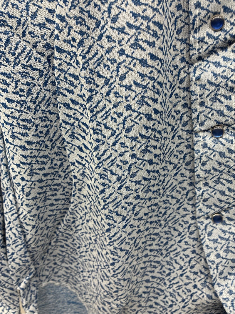 New Women’s Miller Blue Deigned Long Sleeve Pearl Snap 15.5 Large LL-59
