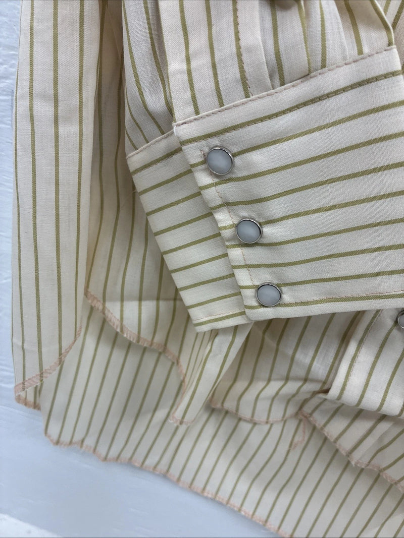 New Kids Miller Yellow Stripe Long Sleeve Pearl Snap Size XL CC-122