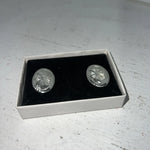 New Women’s Congress Leather Oval Silver Earrings. 93122 B-7