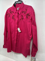 New Women’s Wrangler Pink Long Sleeve Button Up Large LL-39