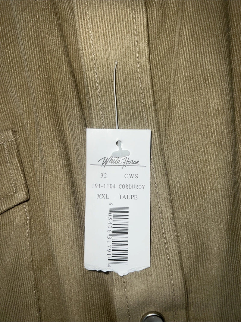 New Mens Tan Velvet White House Pearl Snap Long Sleeve Shirt. XXL G-65