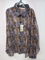 New Women’s Cumberland Purple Yellow Print Long Sleeve Pearl Snap 3XL GG-41