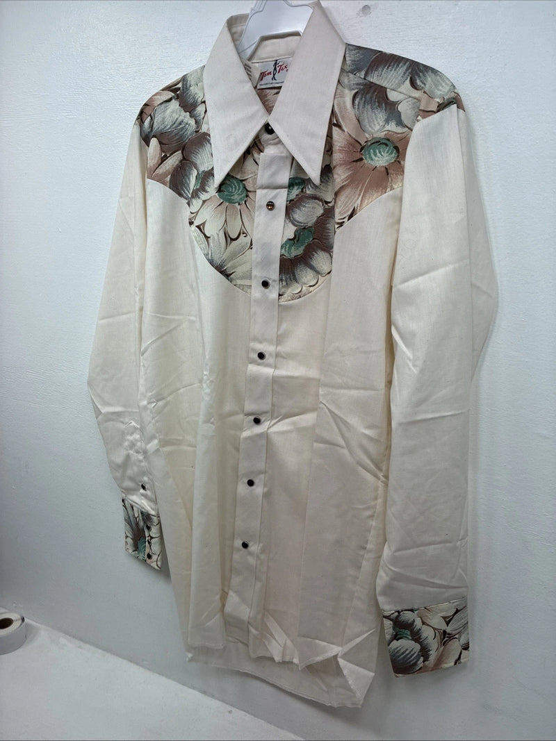 New Women’s Ten Tex Floral Long Sleeve Pearl Snap 14.5 Medium LL-13