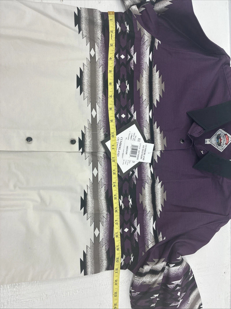 New Women’s Cumberland Purple Western Long Sleeve Button Up Pearl Medium V-59