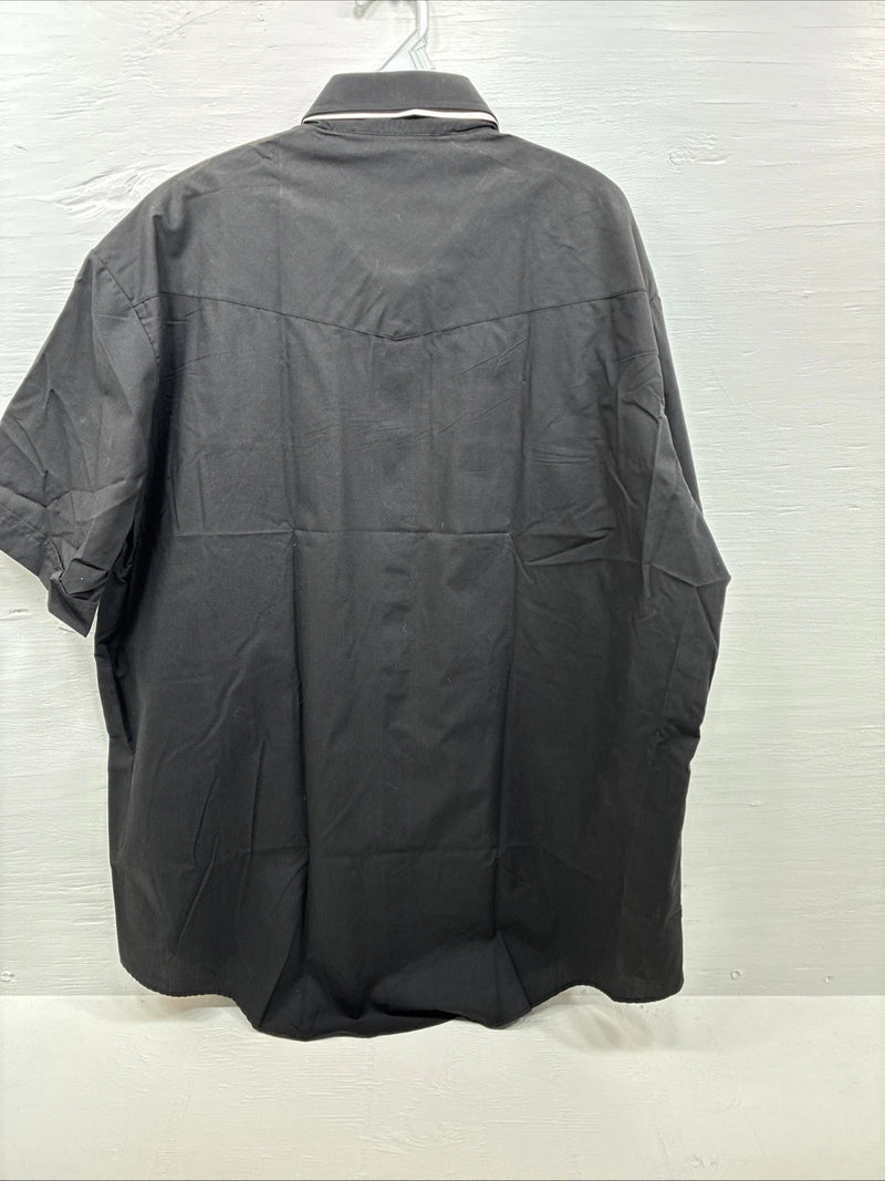 New Men’s ELY Cattleman Black Western Short Sleeve Pearl Snap 18.5 2XL E-48