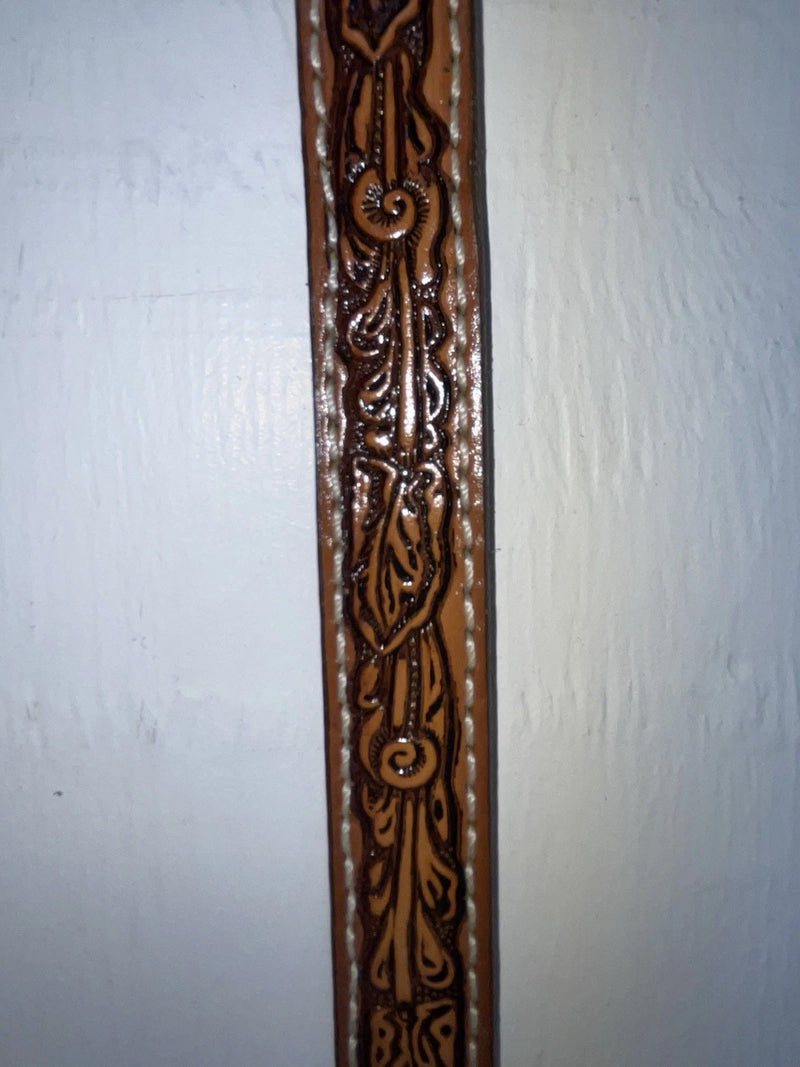 New Brown Genuine Leather Tooled 28” Belt #102 Z-137