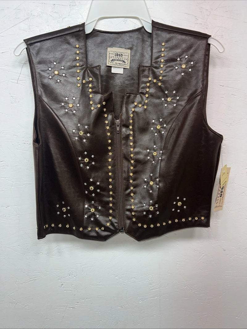 New Women’s 1849 Authentic Ranchwear Brown Western Show Vest Medium E-608