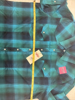 New Girls Cumberland Blue Plaid Long Sleeve Pearl Snap Size 2XL CC-120