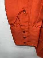 New Men’s Orange Tem Tex Pearl Snap Long Sleeve Shirt Medium I-56