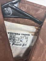 New Women’s Western Trends Brown Design Long Sleeve Pearl Snap Small MM-63