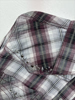 New Women’s Cumberland Purple Plaid Long Sleeve Pearl Snap 1XL GG-31