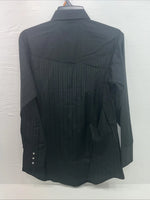 New Men’s ELY Cattleman Black Long Sleeve Pearl Snap 15.5 X 33 Medium B-115