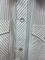 New Kids White Horse Gray Stripe Long Sleeve Pearl Snap Small DD-129