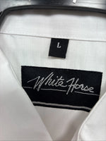 New Men’s White Horse Western White Short Sleeve Pearl Snap Large V-38