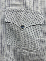 New Men’s Circle S Blue Gray Plaid Long Sleeve Pearl Snap 15 X 34 Medium Q-108