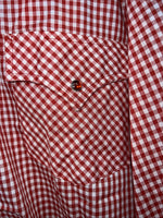 New Men’s Red Plaid Petal Snap Permanent-press Long Sleeve Shirt. 20x35 3XL G-73