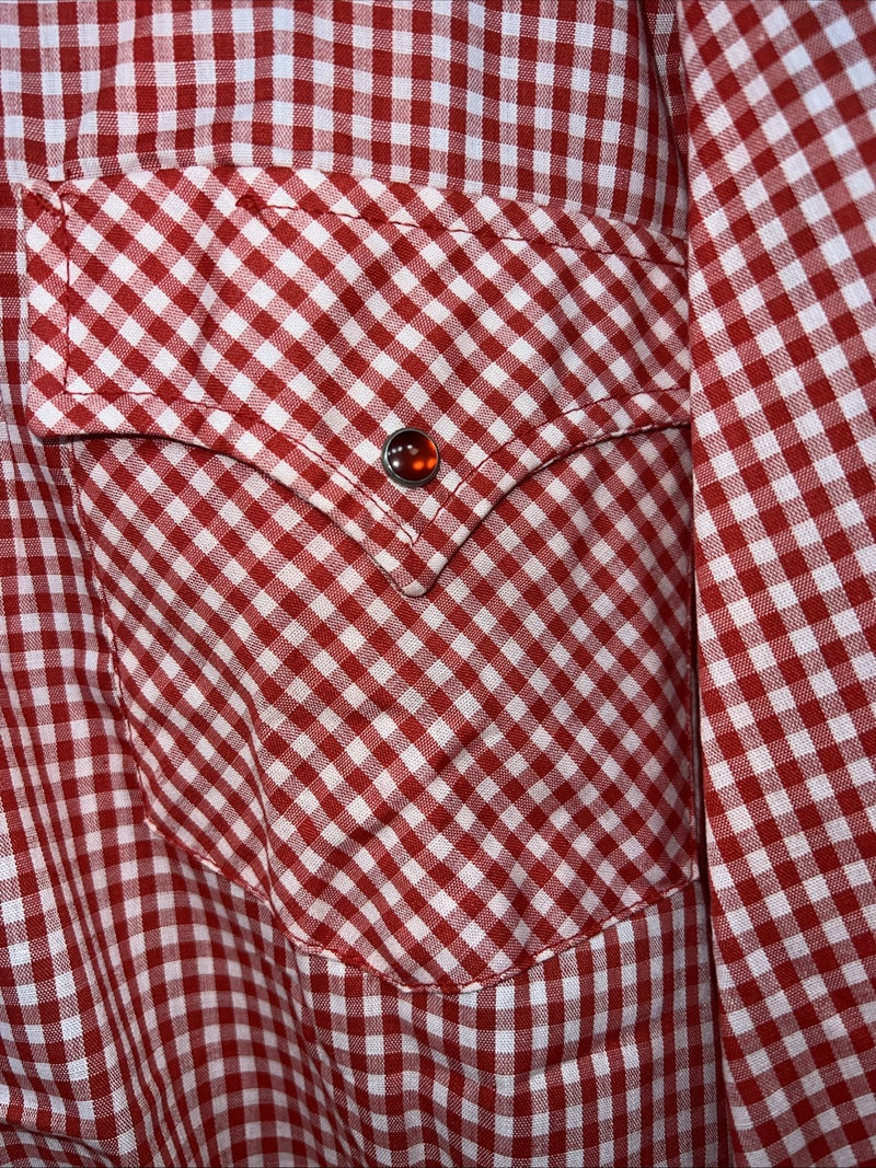 New Men’s Red Plaid Petal Snap Permanent-press Long Sleeve Shirt. 20x35 3XL G-73