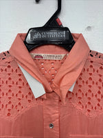 New Women’s Cumberland Pink Design Long Sleeve Pearl Snap Small KK-54